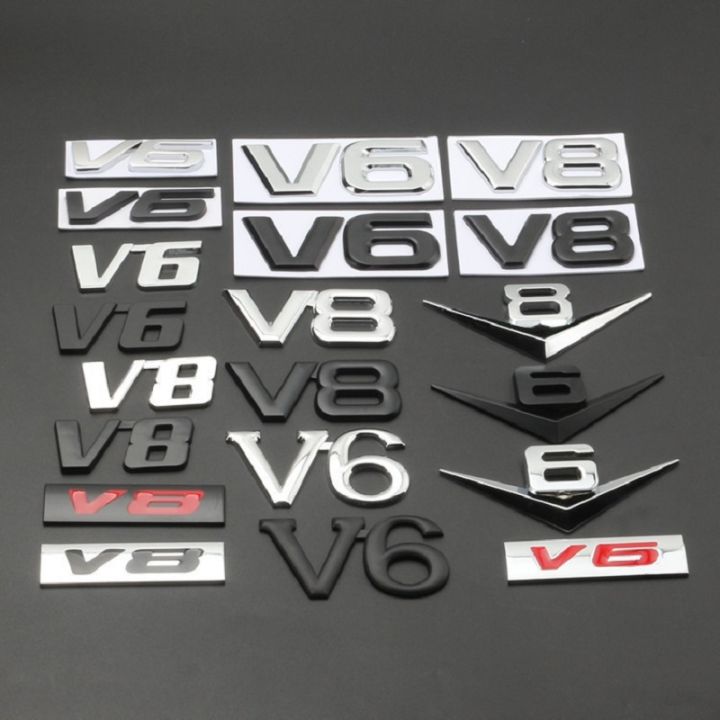 V6 3D Stickers V8 Metal Car Emblem Auto Badge Tailgate Trunk Lid Decal ...