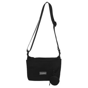 Crossbody Understated Black Canvas with Adjustable Strap & Coin Purse