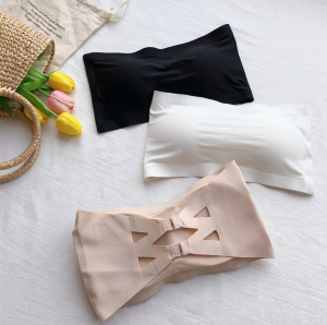 DORA Women Elastic Comfy Padded Strapless Seamless Tube Bra with 2 Hook Free Size Women Bra Lingerie