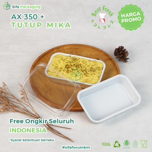 Alumunium Foil Cup AX 350 + Tutup Mika Macaroni Schotel Lasagna Dimsum Mentai Rice Spagheti isi 125 pcs