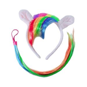 Ngựa đóng vai phụ kiện trang bị với ngựa Tai Headband sang trọng đuôi Halloween động vật Ngựa trang phục cho phụ nữ Kid cosplay