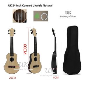 UK Concert Ukulele Professional Wood 24 Inch Free Bag Extra One String and Pick