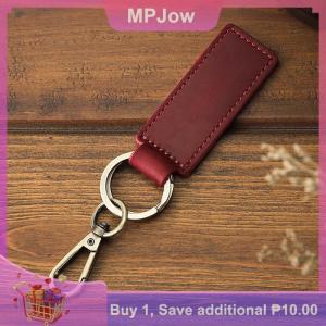 【MPJow】 Genuine Leather Retro Cowhide Keychain Metal Lobster Clasp Pendant Fashion Personalized Anti-lost Car Keyring Keyholder
