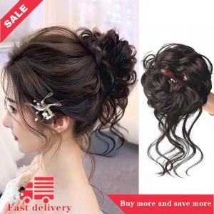 [COD] Synthetic Curly Bun Messy Claw Chignon Clip Elastic Hair Scrunchies Hairpieces Donut Updo Hair Pieces For Women