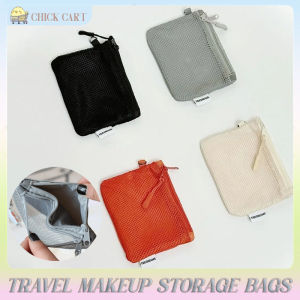 Travel Makeup Storage Bags New Mesh Coin Purse Simple Portable Mini Bag Multi-purpose Square Bag Double-layer Zipper Card Holder