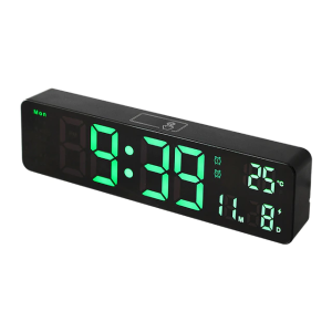 Digital Clock with Time Date Indoor Temperature 2 Alarm Clocks 12/24H Snooze 10" Large Display Clock for Wall Mount Desk