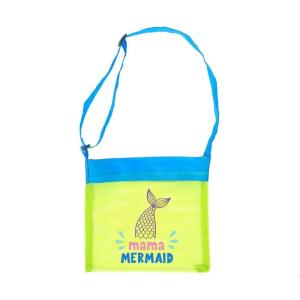 Folding Mesh Beach Bag Portable Sea Shell Collecting Bag Adjustable Shoulder Strap Kids Sand Toy Organizer Bag
