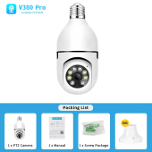 V380 Pro Dual Lens cctv connect to cellphone Bulb Light cctv camera wifi connect 360 8MP PTZ Controls Two Way Audio and Speaker ip Security Cameras Full HD Night Vision Human Detection Smart CCTV Camera