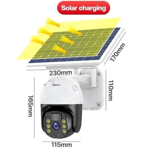V380 Solar Dual Lens CCTV Camera Outdoor Waterproof No Wifi Needed Connect To Cellphone Night Vision