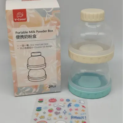 V-Coool Bekas Tepung Susu Portable Milk Powder Container 2 Layers Food Sealed Storage Box Baby Food Snacks Container
