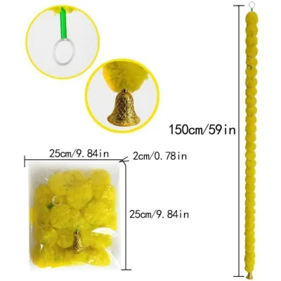 CANGMOTION Plastic Marigold Garland​​ ​​Pooja Diwali Fiesta Artificial Flowers Pooja Marigold Flowers​​ ​​Wedding Mandap Decor​​ Pooja Wedding Artificial Flower Garland for Halloween Day of The Dead