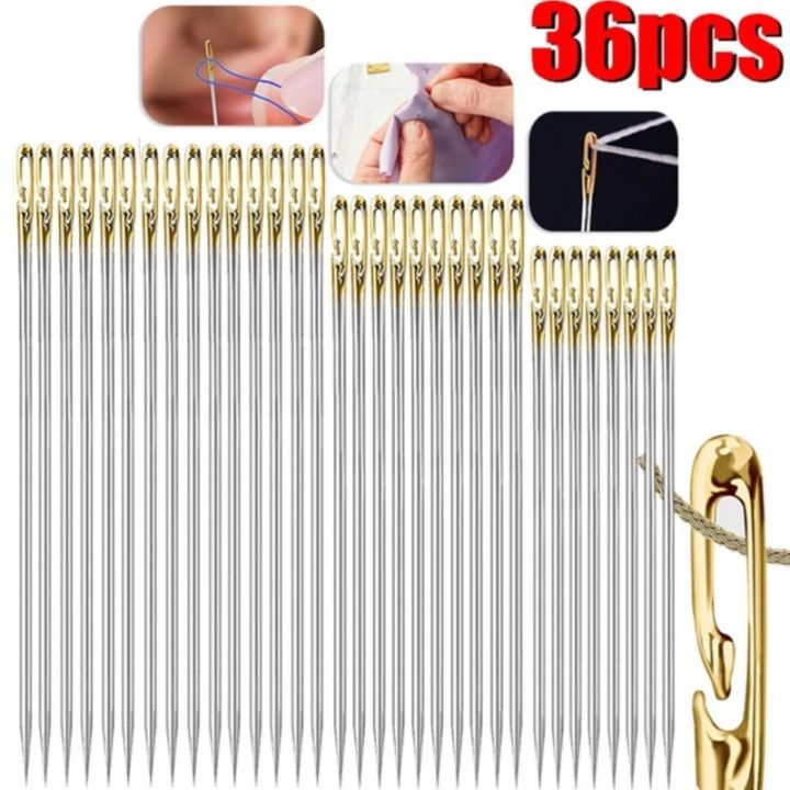 36pcs Self Threading Sewing Needles Stainless Steel Quick Automatic 36pcs Self Threading Sewing Needles Stainless Steel Quick Automatic