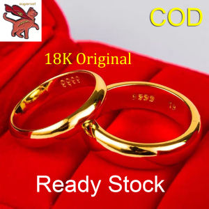 2pcs/Set 18K Saudi Gold Pawnable Adjustable Couple Rings | Wedding & Engagement Ring for Men and Women | Glossy Classic Design | Gift for Anniversary & Valentine’s Day | Philippines Hot Sale