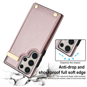 Shockproof PU Leather Card Slots Holder Wallet Case for Samsung Galaxy S23 Ultra S26 S22Plus A56 S24 S25 Button Buckle Cover