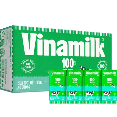 Thùng 48 Hộp Sữa Tươi Tiệt Trùng Vinamilk Có Đường 110/180ml Trên 1 Tuổi Cho Bé - Bibomart