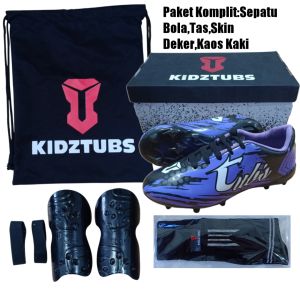 KIDZTUBS Sepatu Bola Anak Paket Komplit Sepatu Bola Tas Skin Deker Kaos Kaki Usia 6-10 Tahun Size 28 29 30 31 32 33 34 35 36 37 KDZ1718123024