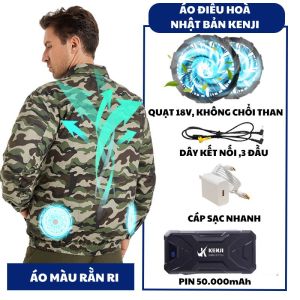 [GIẢM GIÁ ] BỘ pin quạt áo điều hoà nhật bản KENJI mẫu mới 2024 Pin 50.000 quạt 18V không chổi than chạy êm ái bảo hành 12 tháng miến phí vận chuyển