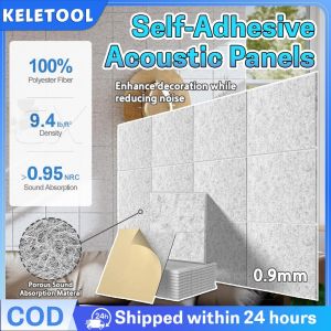 12pcs Self Adhesive Acoustic Panel Square Board Sound Insulation Sound Absorbing Panel High Density Polyester Sound Proof Foam Panels Home Offices