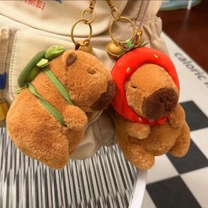 Cute Capybara Plush Toy Cartoon Kapybara Guinea Pig Pendant Soft Stuffed Doll Backpack Keychain Bag Car Key Ring Decora Kid Gift