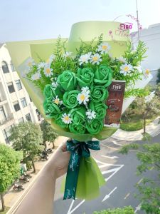 ( Tặng thiệp + Túi quà ) Set hoa hồng xanh FIGO