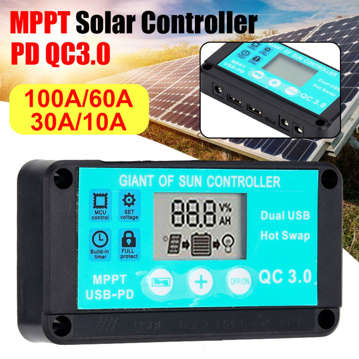 Multiple Protection MPPT Solar Charge Controller 10-100A 12V/24V Multiple Protection Solar ...