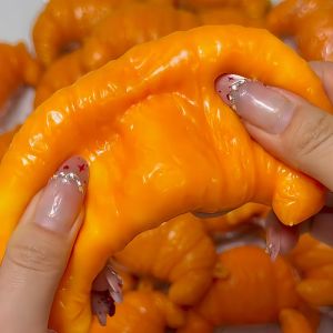 Homemade Croissant Squishy Squeeze Fidget Toys Soft Crispy Sound Stress Ball Toys ASMR Adult Sensory Stress Relief Toys
