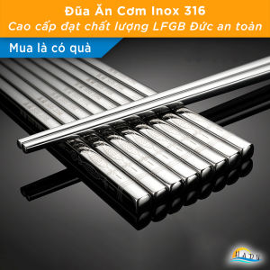 [Set 10 Đôi] Đũa Inox 316L Cao Cấp SSGP Đũa Ăn Cơm Rỗng Ruột Cách Nhiệt Chống Nóng Đầu Nhám Chống Trơn Trượt Kháng Khuẩn Dùng Cho Máy Rửa Bát Đạt Chất Lượng LFGB Đức