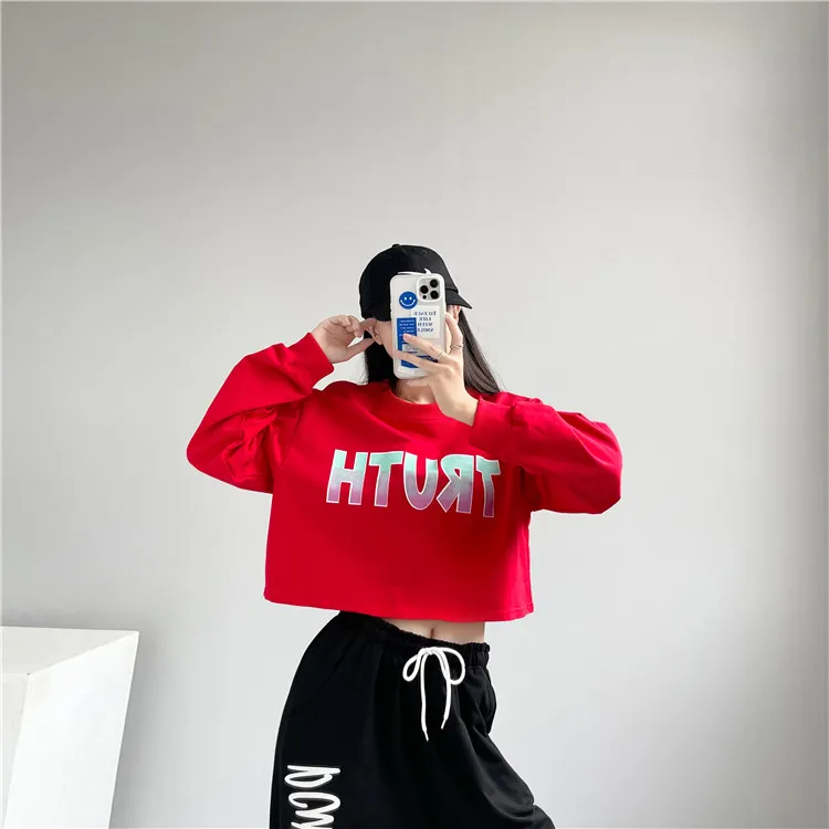 Autumn and Winter Cotton Dance Clothes Sweater Short Loose Hip Hop