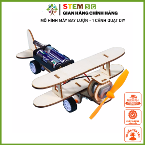 DIY STEM. Mô hình lắp ráp Máy bay lượn - 1 cánh quạt chạy pin. Đồ chơi gỗ DIY Đồ chơi giáo dục sáng tạo cho bé. STEM3G