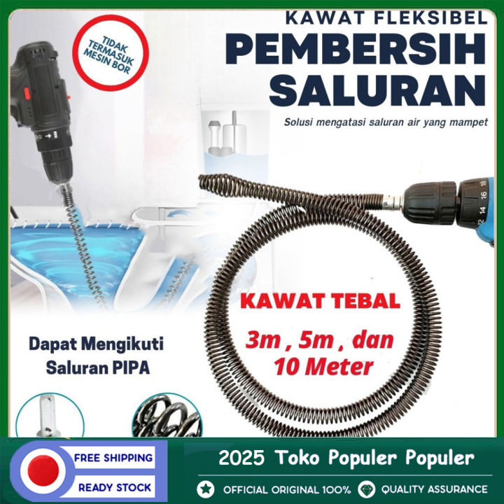 Pipa Cleaner Kawat 3/5/10M - Pembersih Saluran Mampet - Dengan Adaptor ...