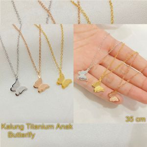 Kalung Anak Titanium Imut Kupu Butterfly Liontin Berlian Korea Rantai Murah