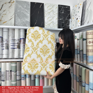 xốp dán tường dài 28 m rộng 50 cm mặt sau có sẵn keo tráng nhôm dán trực tiếp cho các bề mặt tường phẳng mịn và láng nhẵn