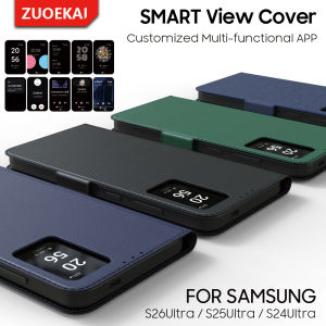 ZUOEKAI Smart View Wallet Flip Case For Samsung Galaxy S26 Ultra S25 S24 S23 S26Ultra S-View Flip High Quality Leather Cover