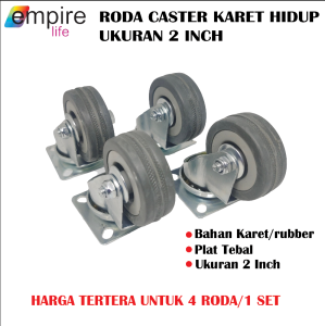 Roda Caster Karet Rubber Hidup Tanpa Rem 2 Inci Roda Kastor Karet
