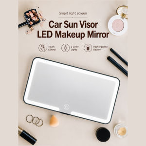 Car Sun Visor LED Makeup Mirror 3 Color Light Touch Control Type-C Rechargeable Cermin Solek Kereta Lampu LED Portable