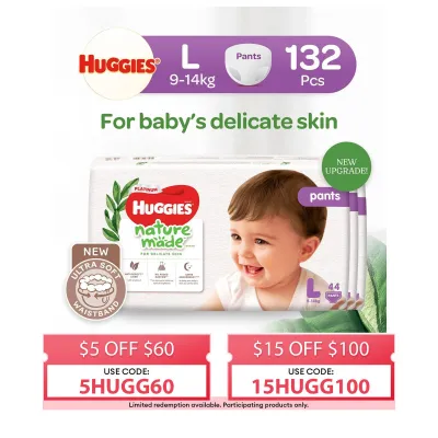 Huggies Platinum Naturemade Pants L Case 44s x 3