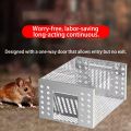 Ultra-Durable Iron Mouse Cage - Cage for Attracting Rats, One-Way Door Design, In-Out Only, Silvery. 