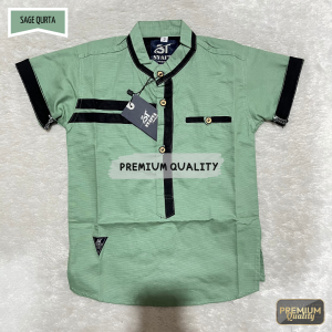 Kemeja Koko Lengan Pendek Anak Laki-Laki Koko Kurta Anak Pakaian Muslim Anak Laki-Laki Usia 1-15 Tahun