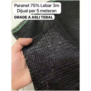 Jaring Paranet 75% ( Lebar 3 meter x Panjang 5 meter ) Peneduh / Tirai Outdoor Hitam Penahan Panas