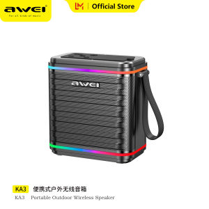 Awei Outdoor Portable Bluetooth speaker 15W Horn TWS Connection LED Ambient lighting 3D Surround HiFi Stereo Vigorous bass wireless speakers for Home TV Party
