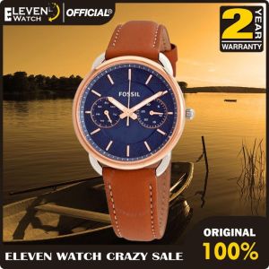 [Promo] Jam Tangan Wanita FS ES4257 / ES 4257 Tailor Date-Day Blue Pattern Dial Brown Leather Original Garansi 2 Tahun [✔COD][100% Authentic]