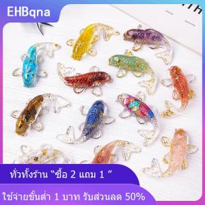 [COD] EHBqna KITCHEN หินคริสตัลกรวดนำโชครูปปั้นปลา KOI เรซิ่นขนาดเล็กควอตซ์แฟนซีรูปปั้นปลาคาร์พตกแต่งบ้านของขวัญประดับโต๊ะ