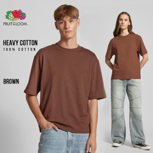 Fruit of the Loom Heavy Premium Tshirts for Men & Women 100% Cotton Mens T-shirts Basic Daily Tops Plain Tees Brown