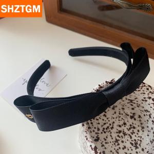 [COD] SHZTGM ที่คาดผมแบบผูกโบว์วินเทจของฝรั่งเศสที่คาดผมโบว์สีทึบสำหรับสาวๆเครื่องประดับผมแฟชั่นแบบมินิมอล