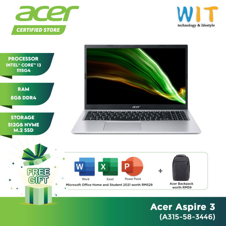 Acer Aspire 3 A315-58-3446 / Intel Core i3-1115G4 /8GB RAM /512GB SSD ...