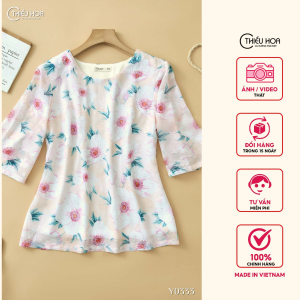 Áo trung niên thiết kế tinh tế nhẹ nhàng chất liệu Voan Hàn cao cấp thoáng mát AN4Y0333 Thời trang Thiều Hoa