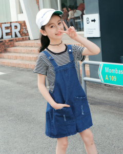 Baju setelan anak perempuan import /Setelan jeans anak perempuan motif lucu / Setelan anak cewek Jeans +T-shirt -Size:110cm -160cm