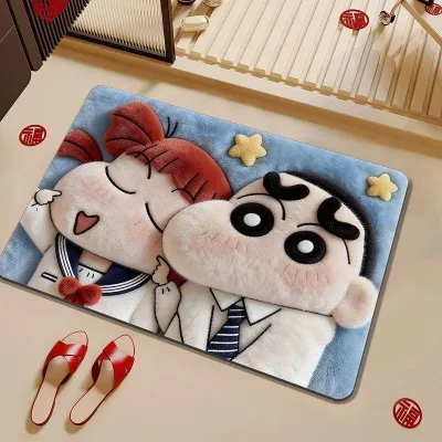 [สินค้าพร้อมส่ง] พรมเช็ดเท้าการ์ตูนชินจังใหม่ล่าสุด พรมดักฝุ่นขนนุ่มนิ่ม ซับน้ำได้ดีเยี่ยม แห้งเร็ว ด้านหลังมียางกันลื่น พรมวางหน้าประตู/ห้องน้ำ ตกแต่งคอนโด