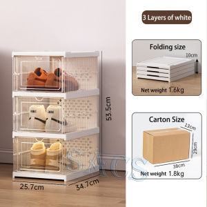 TUSSAH Foldable Shoe Box Installation-Free Folding Cabinet Storage Dust proof Shoe Rack Transparent