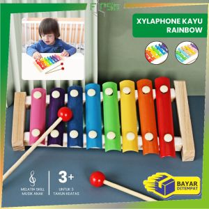 FH-M328 Mainan Kolintang Alat Musik Pukul Anak Xylaphone Kayu Rainbow / Mainan Edukasi Musik Anak Silofon Children Wooden Music Toys Import